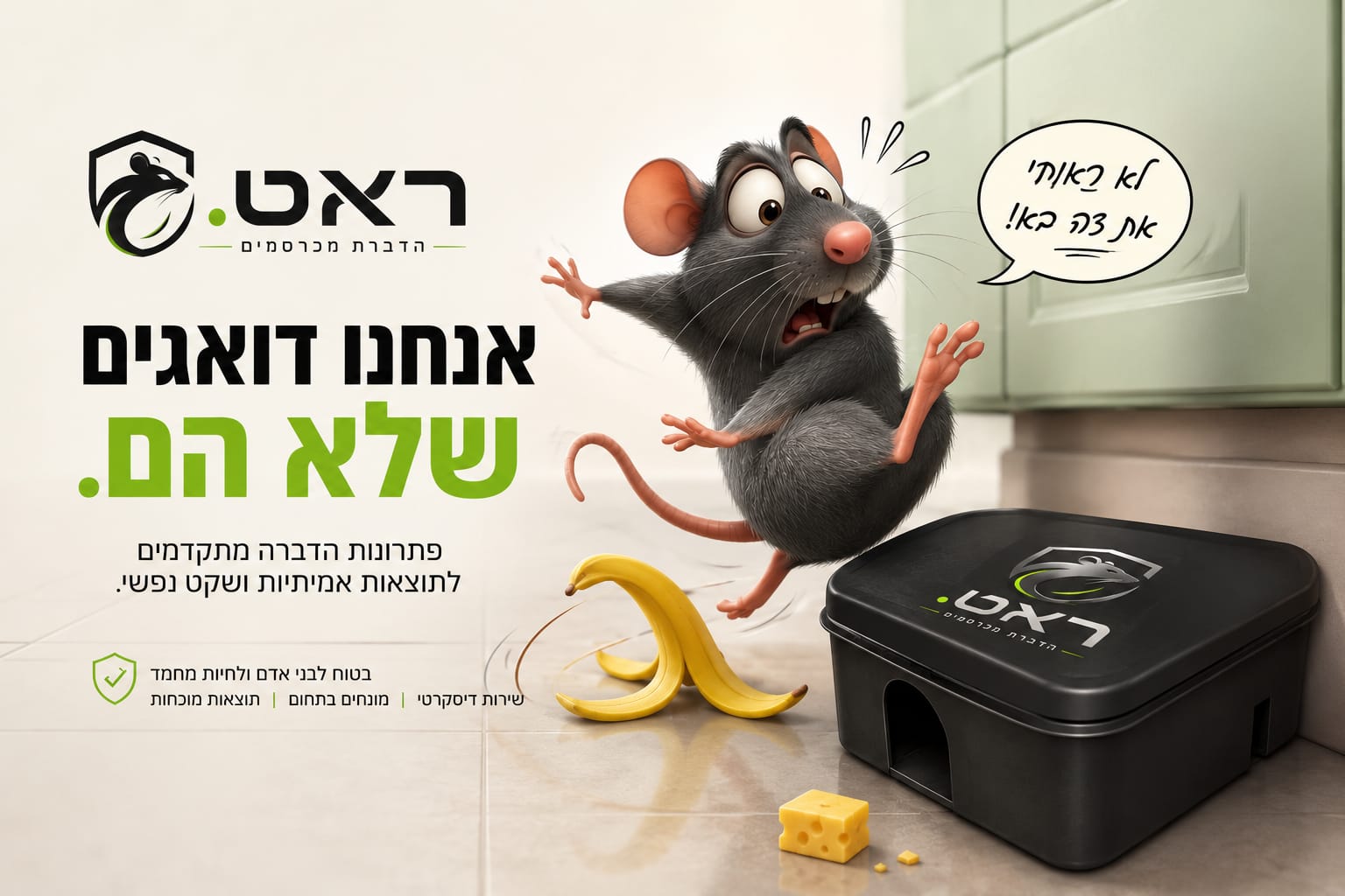 תחנת לכידה דיסקרטית לטיפול בעכברים וחולדות בבית